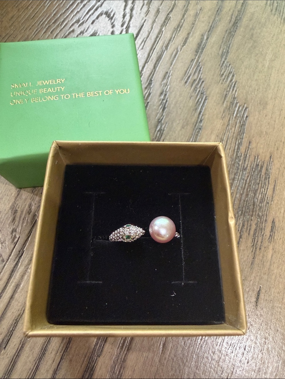 Freshwater Pearl and Cubic Zirconia Accent Open Snake Ring 18k Gold Plated